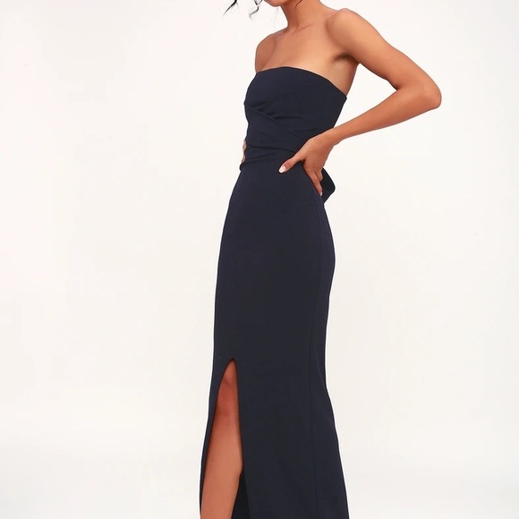 Lulu’s XS navy blue strapless formal dress - Picture 1 of 4